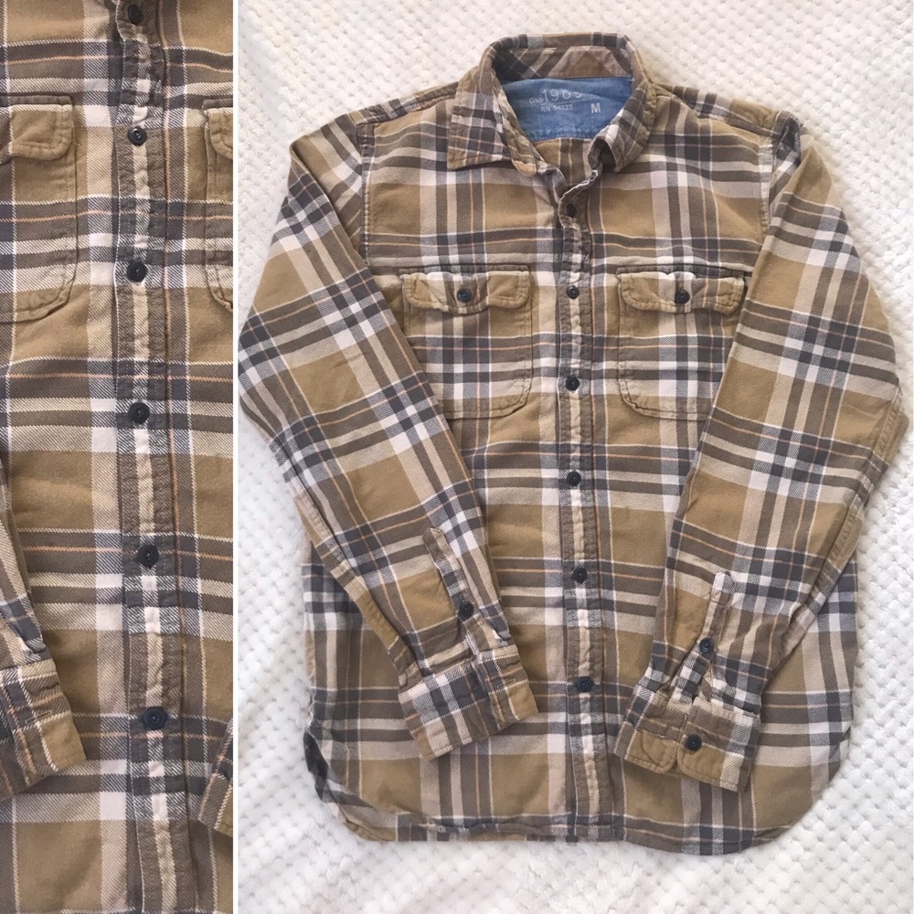 🔴Gap men’s plaid button up shirt- M